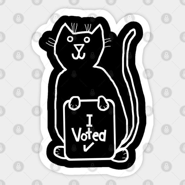 Cute Cat says she Voted White Line Drawing Sticker by ellenhenryart